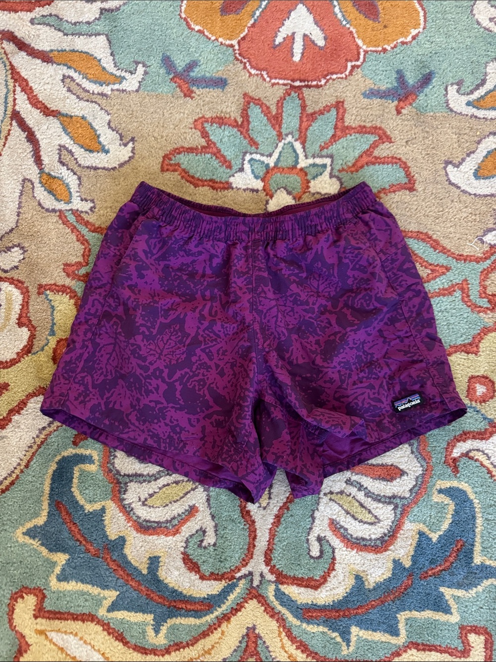 Patagonia Women's Baggies Deep Purple Patterned Shorts